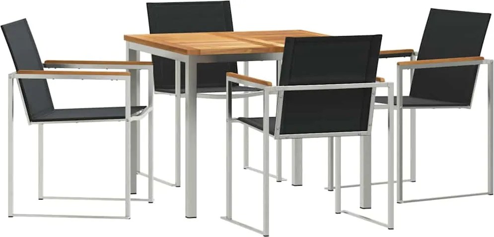 vidaXL Kert étkező szett 5 pcs Barna Tömör Teakfa