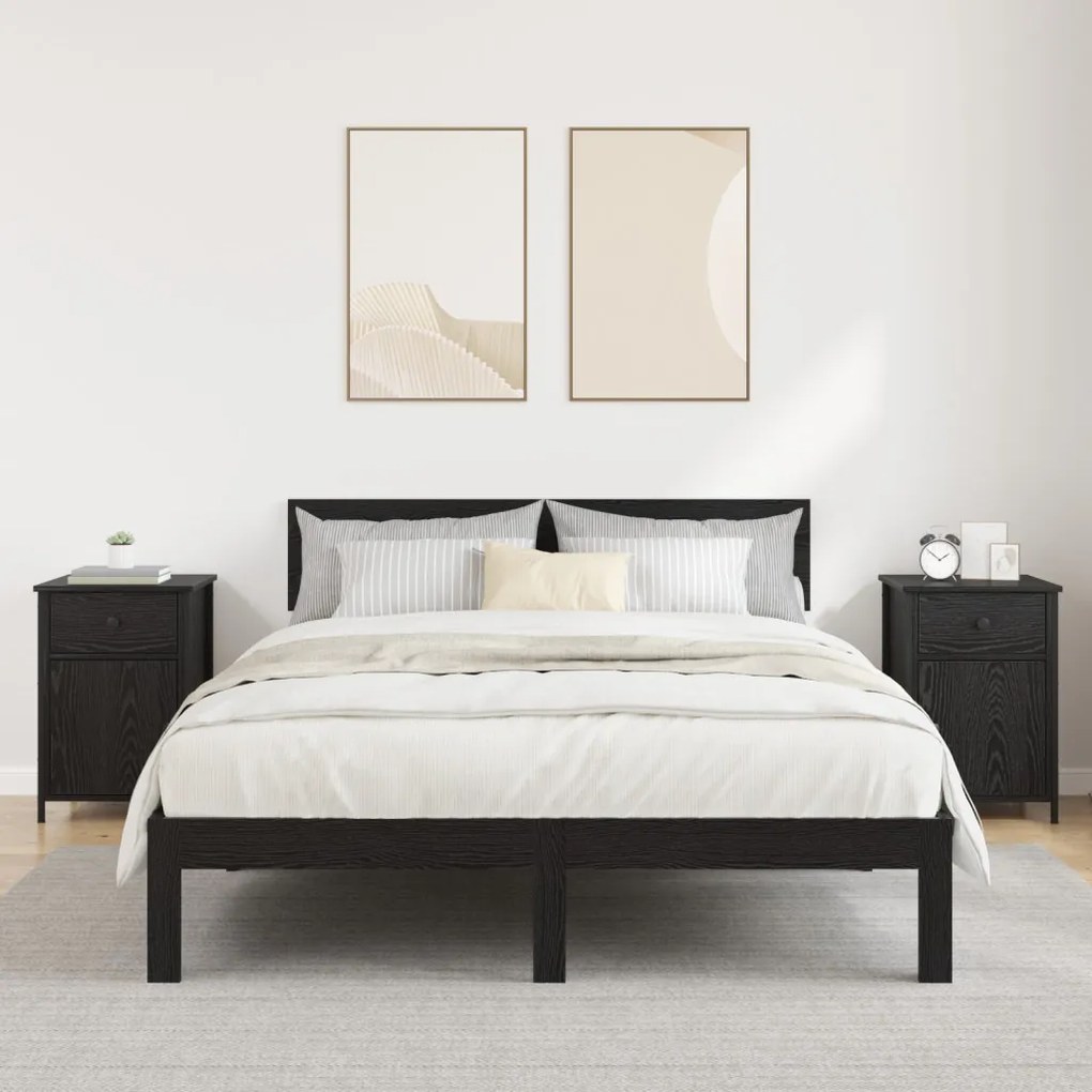 Éjjeli szekrények 2 db Fekete tölgy 40x42x60 cm Szerelt fa