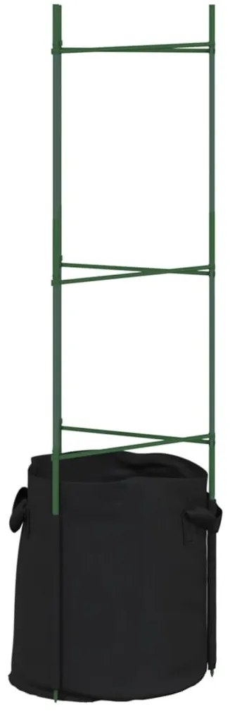 8 db acél és polipropilén paradicsomketrec növényzsákkal 116 cm