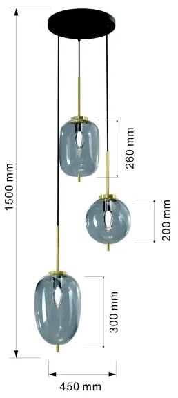 Wofi 5007-302 - Csillár zsinóron BELLEVILLE 3xE14/40W/230V fekete/arany