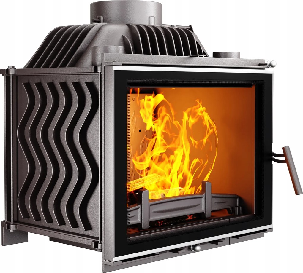 Kandallóbetét öntöttvas kandalló 12,3kW fatüzelésű kályha beépíthető ház Dekor