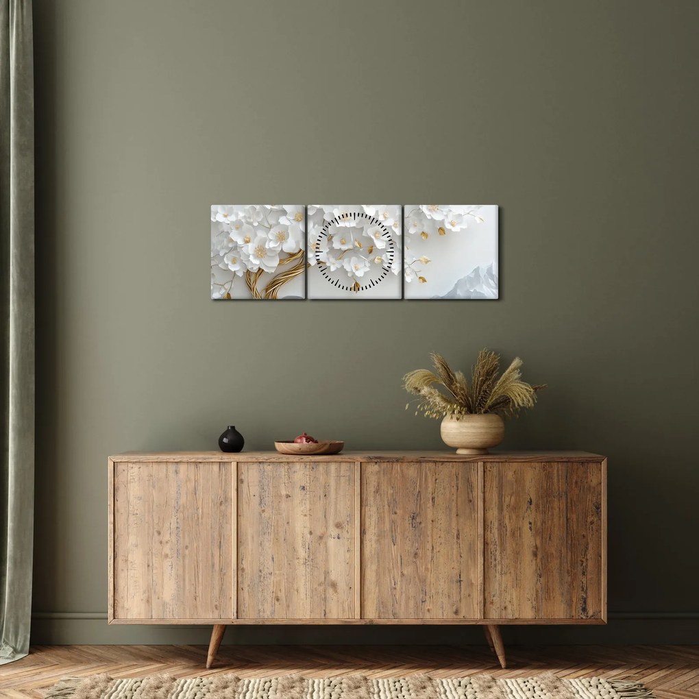 Kép – 3D elegáns életfa (órával) (90x30 cm)