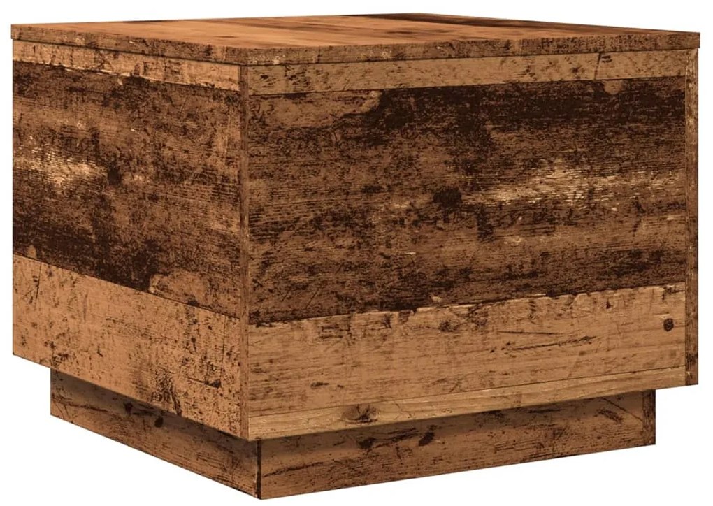 Antik fa színű dohányzóasztal LED-lámpákkal 50 x 50 x 40 cm