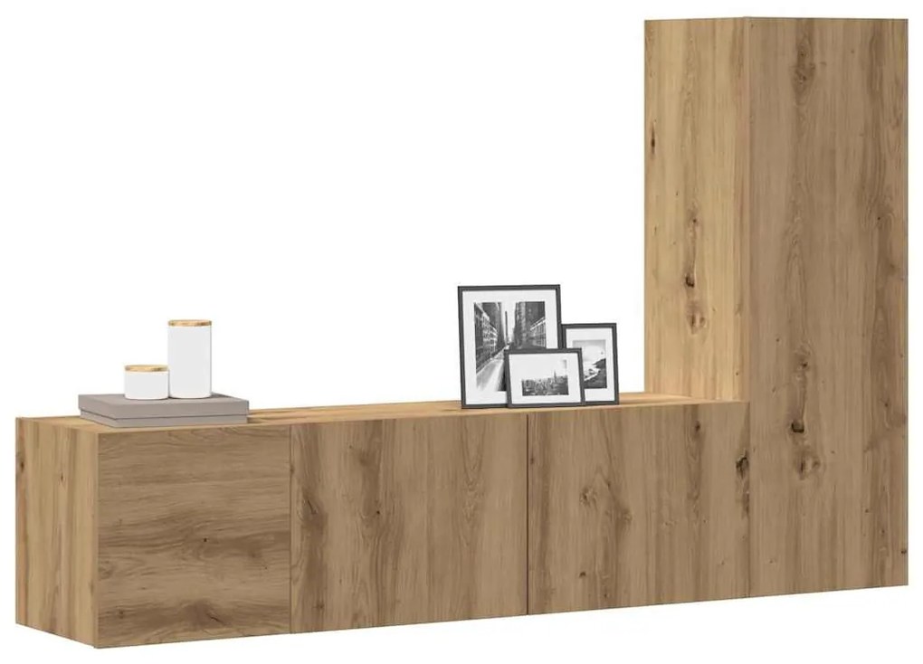 fali TV szekrények 3 db kézműves tölgy szerelt fa