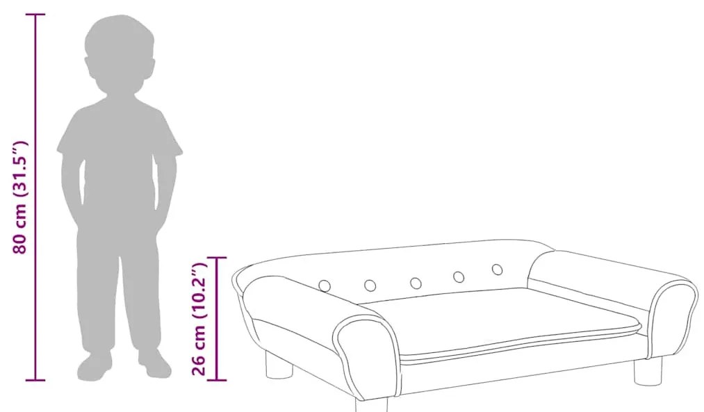 krémszínű bársony gyerekkanapé 70 x 45 x 26 cm