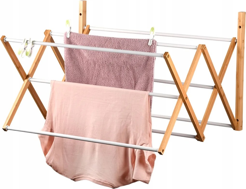 Fürdőszobai fali ruhaszárító Összecsukható Erkély Bambusz