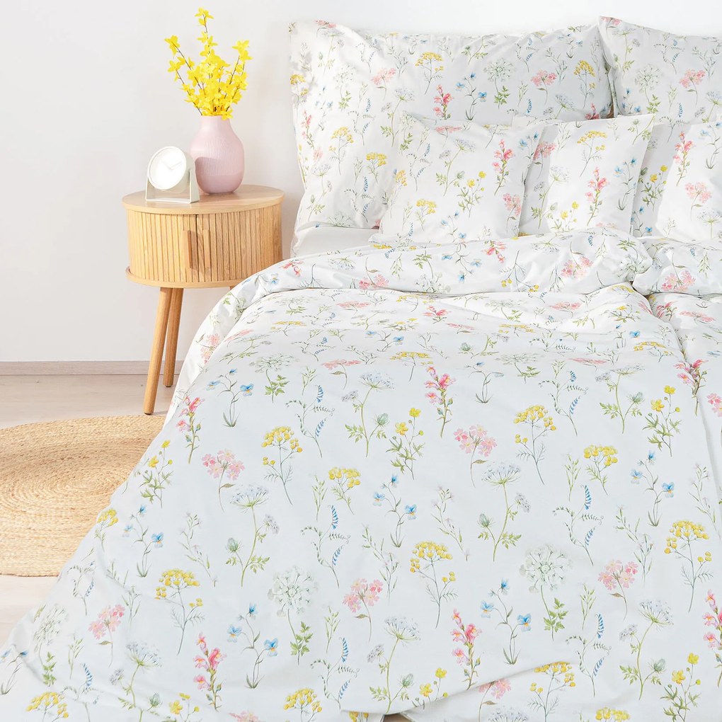 Goldea pamut ágyneműhuzat deluxe - virágzó réti virágok 220 x 200 és 2db 70 x 90 cm