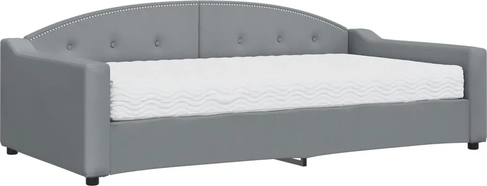 vidaXL világosszürke szövet kanapéágy matraccal 100 x 200 cm