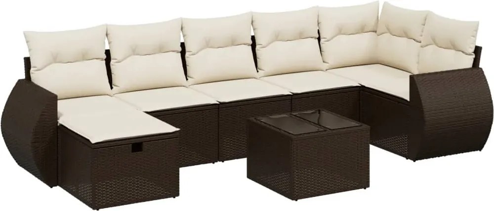 vidaXL 8 részes barna polyrattan kerti ülőgarnitúra párnákkal