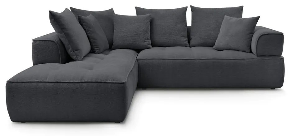 Sötétszürke zsenília sarokkanapé (bal oldali-L alakú) Whesley – Bobochic Paris
