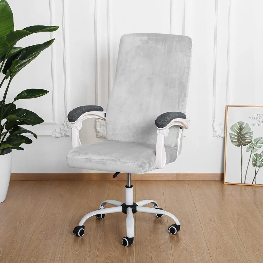 Forgószék Huzat (XL-es, bársonyos, 1 részes, rugalmas, mosható, világosszürke)