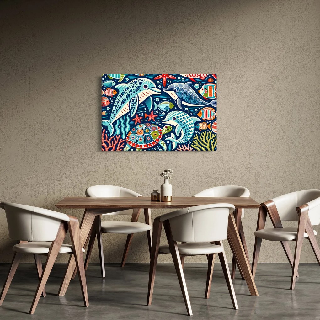 Kép – Rajzolt vízi állatok (90x60 cm)