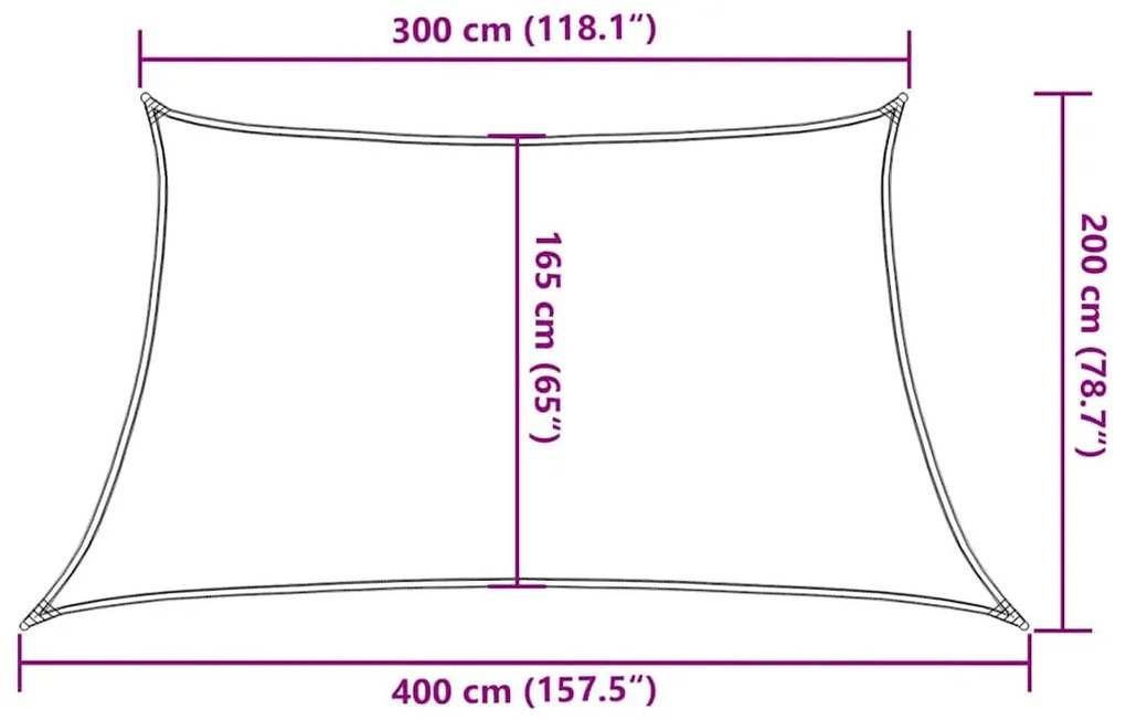 narancssárga trapéz alakú HDPE napvitorla 160 g/m² 3/4 x 2 m