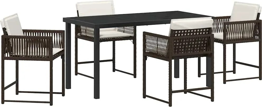 vidaXL Kert étkező szett 5 pcs Barna polirattan