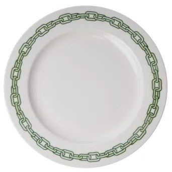 24 részes porcelán étkészlet, fehér/zöld