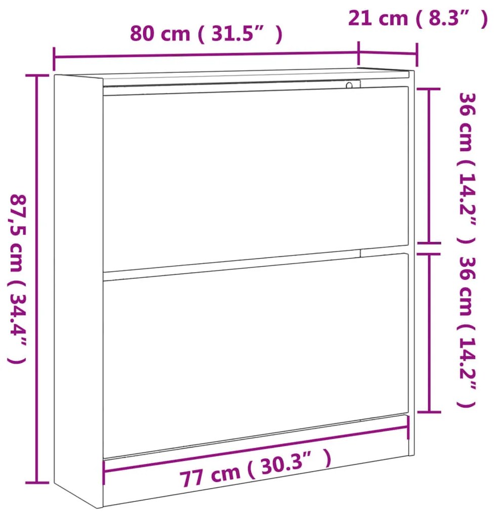 betonszürke szerelt fa cipőszekrény 80 x 21 x 87,5 cm