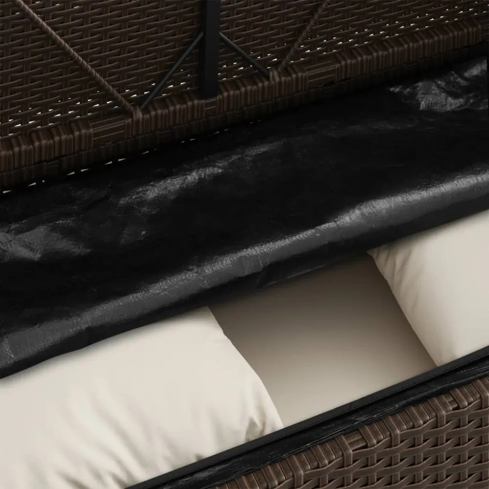 barna polyrattan kerti pad párnákkal