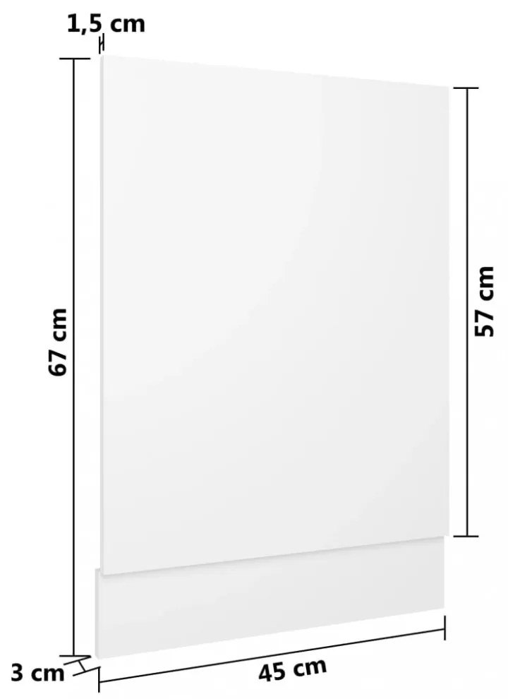 “Lyon” fehér szerelt fa mosogatógép-panel 45 x 3 x 67 cm