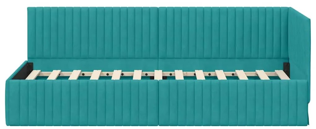 Sarokágy keret fejtámlával Türkiz 80 x 200 cm Bársony