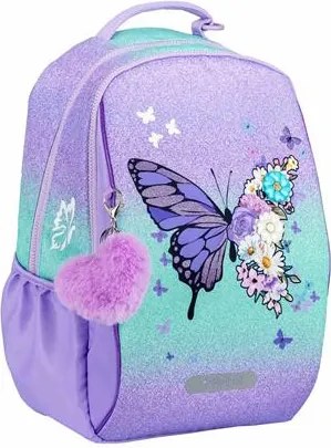 Iskolatáska, cipzáras, laptoptartóval, BELMIL Companion Serenity, lila, pillangó (BL338961L)