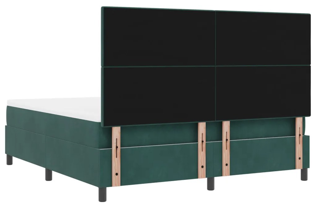 Box Spring Ágy Matraccal Sötét Zöld Szuper King Bársony