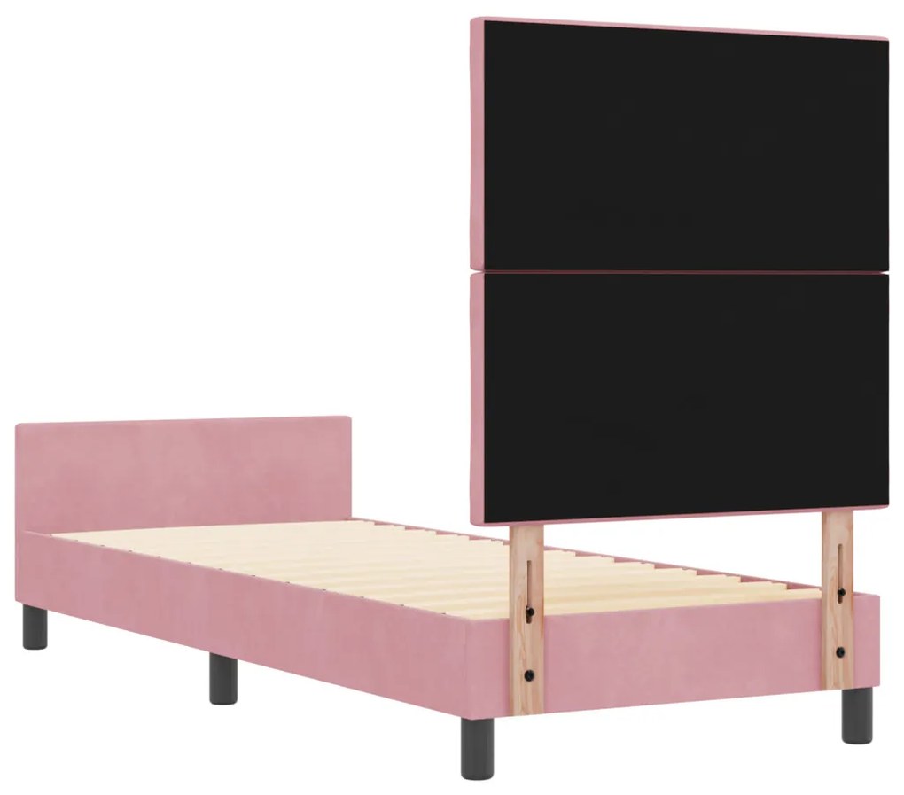 Ágykeret fejtámlával Rózsaszín 80 x 200 cm Bársony