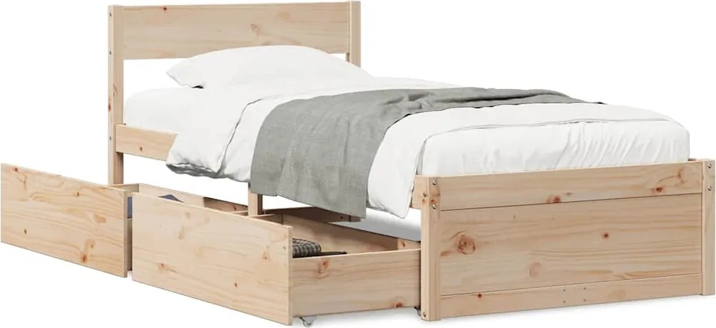 vidaXL tömör fenyőfa ágy matrac nélkül 90 x 200 cm