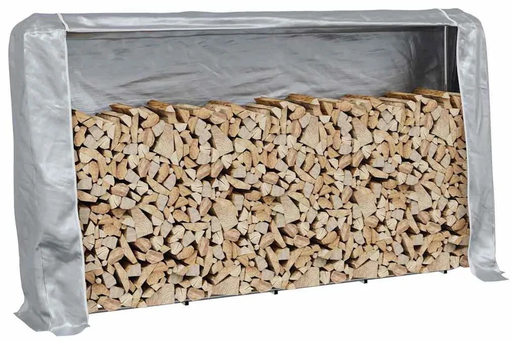 tűzifa állvány esővédővel 250x25x150 cm Horganyzott acél