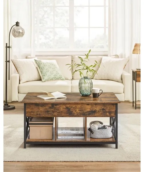 NYRO emelhető tetejű dohányzóasztal barna/fekete