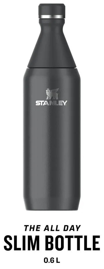 Fekete rozsdamentes acél ivópalack 600 ml All Day Slim – Stanley