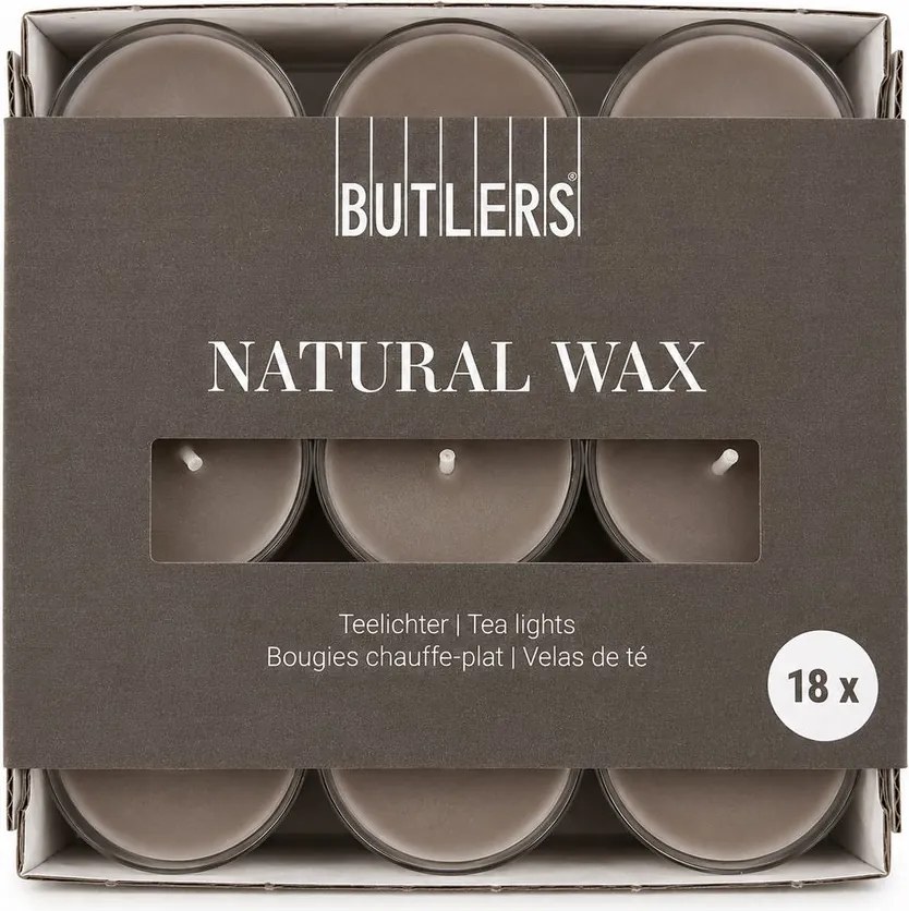NATURAL WAX mécses 18db szürkésbarna