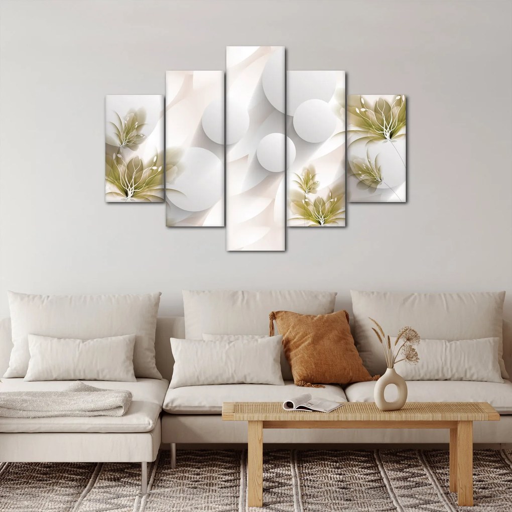 Kép - 3D körök virágokkal (150x105 cm)
