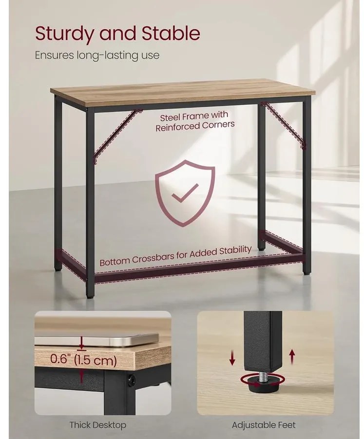 Íróasztal 100 × 50 × 76 cm karamell barna–fekete színben