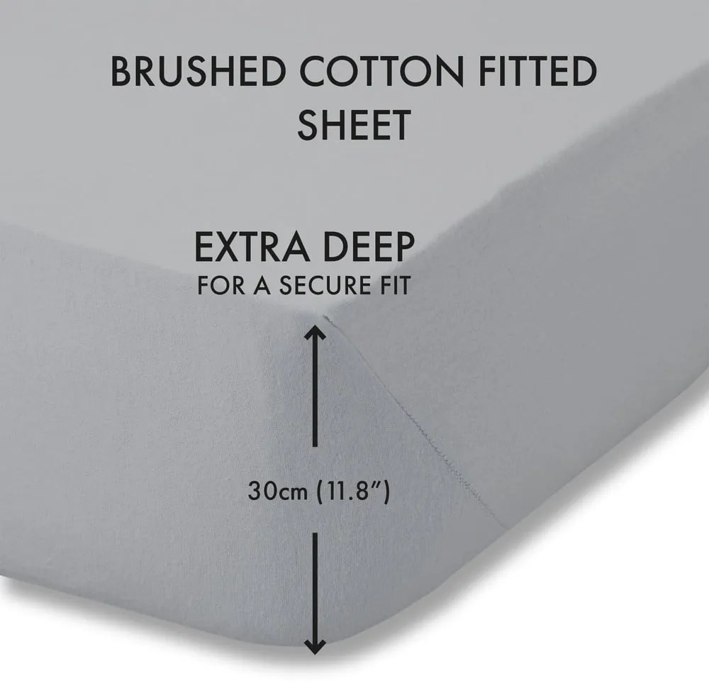 Szürke gumis flanel lepedő 150x200 cm Brushed – Catherine Lansfield