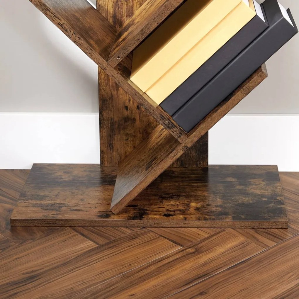 Könyvespolc, állópolc, rusztikus barna 50x25x141cm