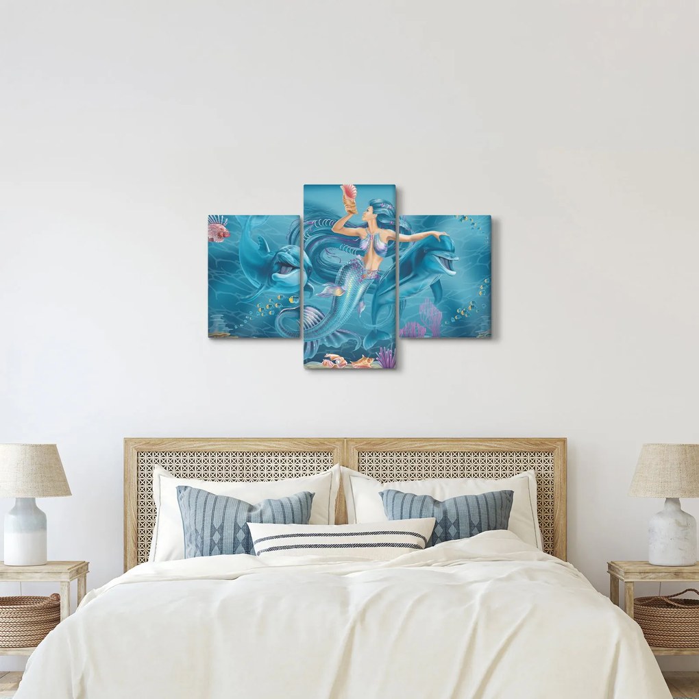 Kép - Sellő delfinekkel (90x60 cm)
