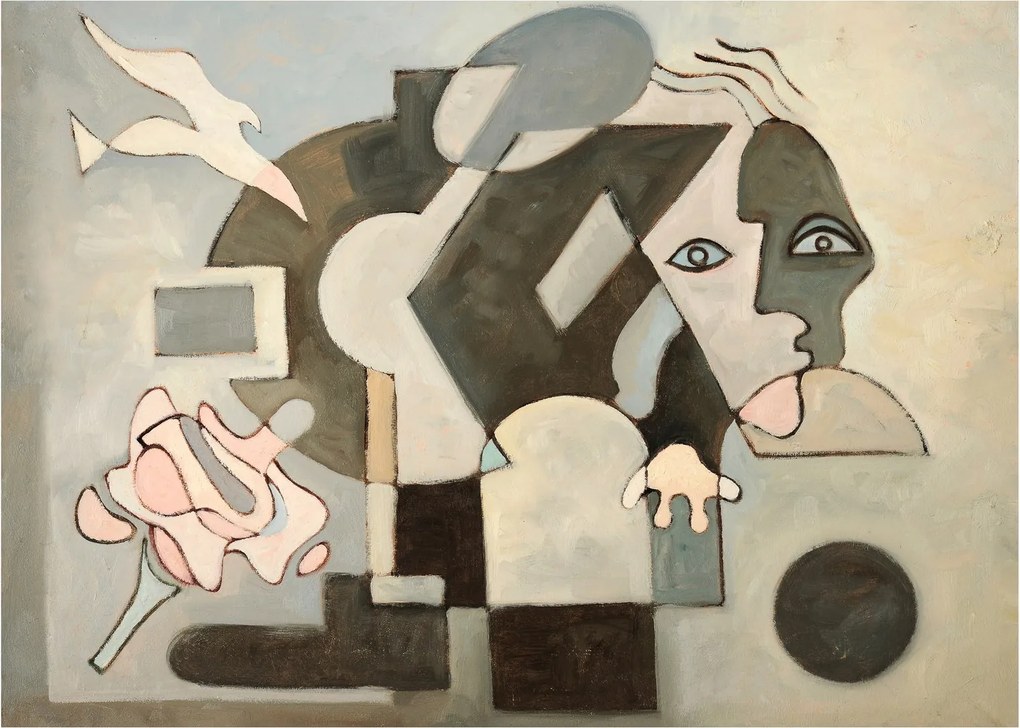 Kép - kubizmus (üvegen) (70x50 cm)