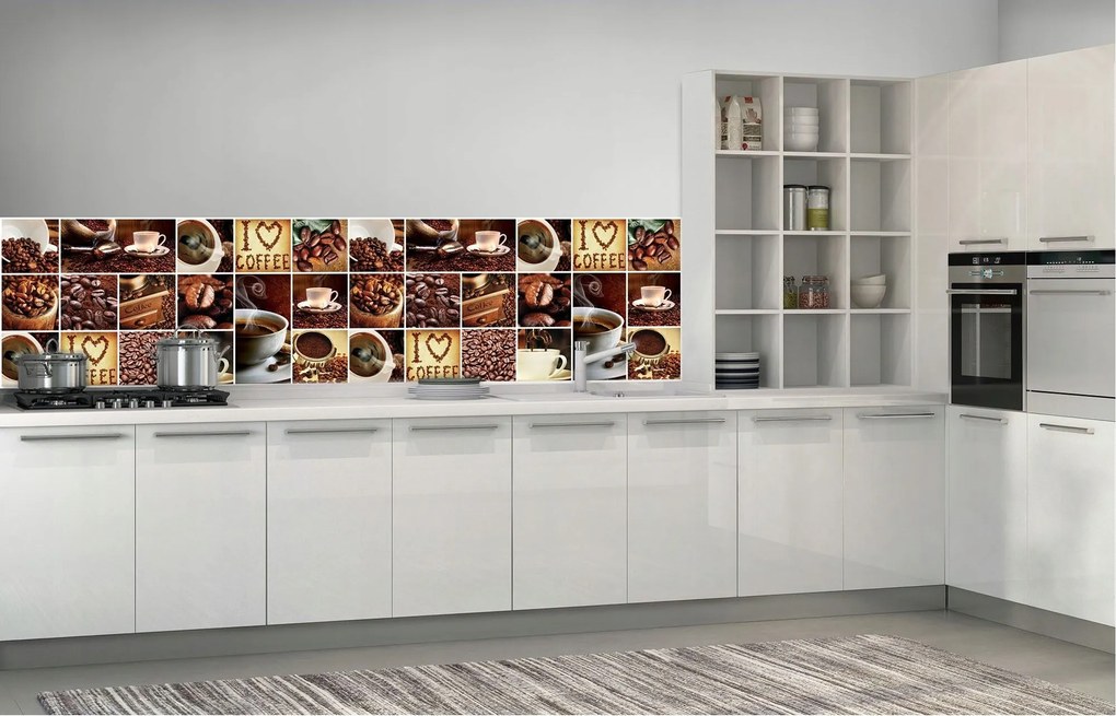 Flizelin fotótapéta Kávé kollázs I Coffee felirat szemcsékkel 250x60 +ragasztó