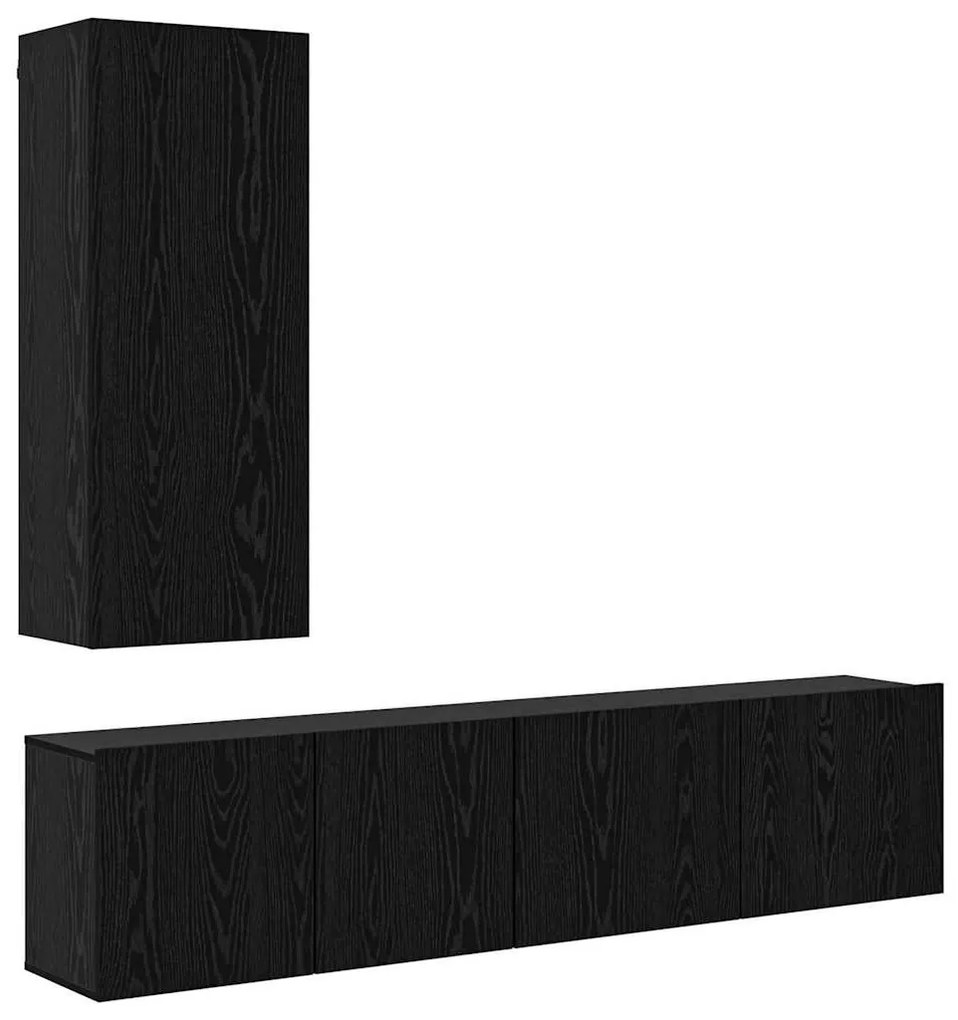 TV falit kabinet szett 5 pcs Musta tammi Faanyag