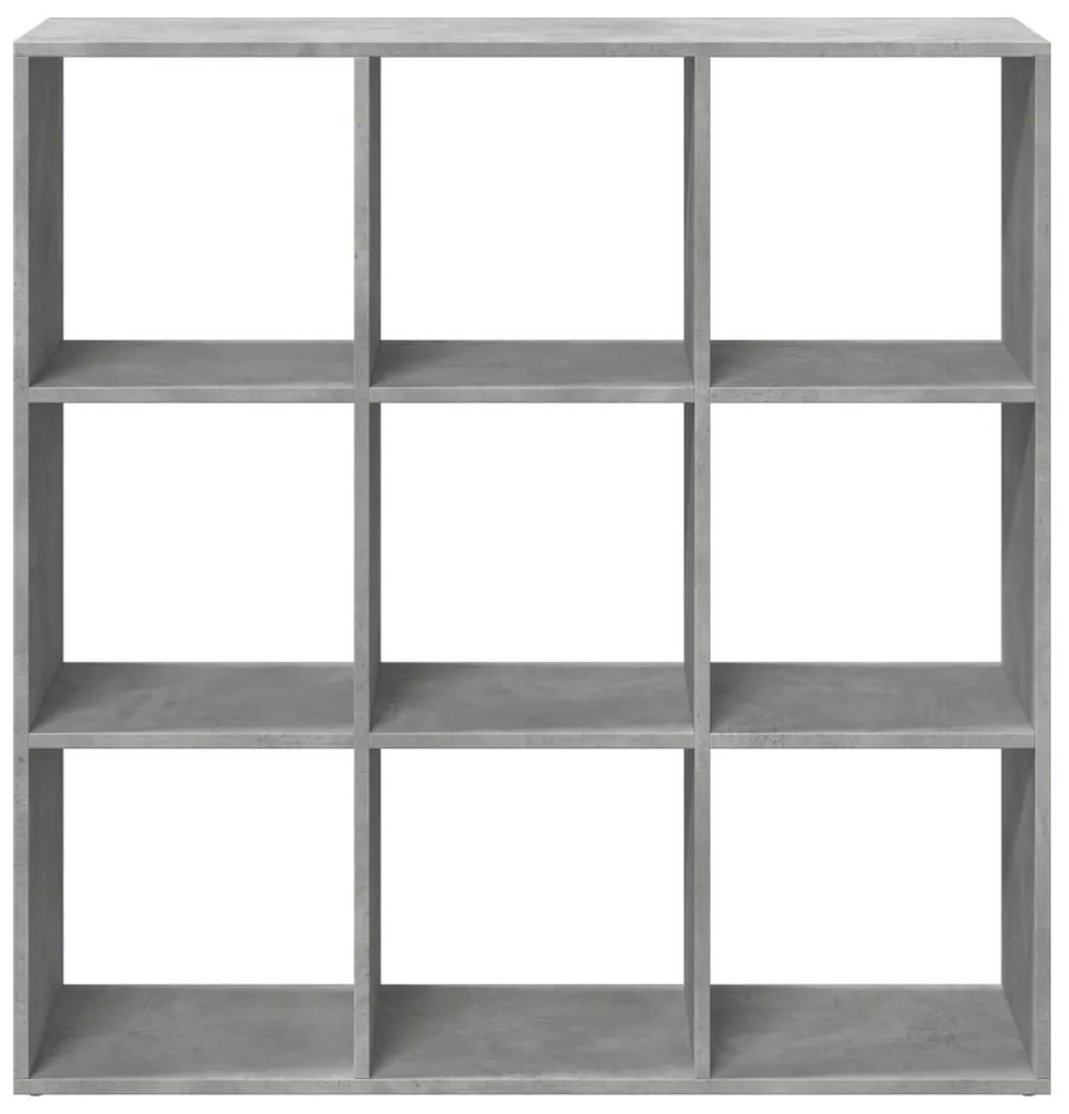 betonszürke szerelt fa elválasztó könyvespolc 102x29x103,5 cm