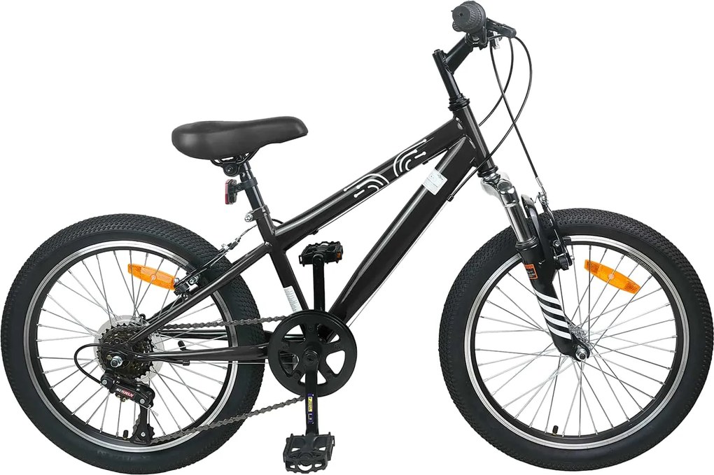 vidaXL Kids Mountain Bike 24 Hüvelyk 6-Speed 8-12 éves korig Fekete
