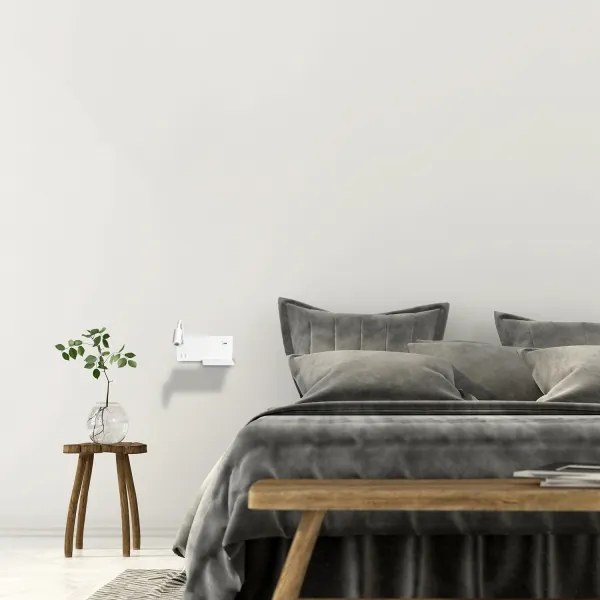 LED Fali lámpa SHELF 1xLED/4W+1xLED/5W+1xLED/2W/230V + USB port fehér