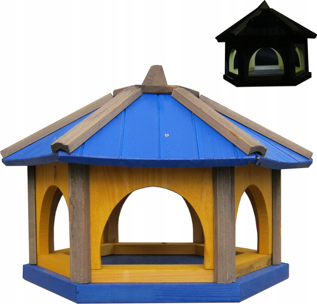 Nagy madáretető kék fa K50_S LED-es napelemes világítással