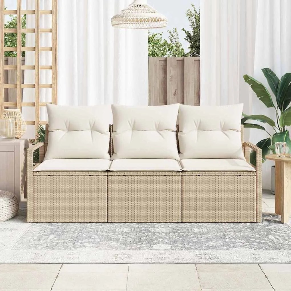 Kerti Kanapé Szett párnával tárolóval 3 pcs Beige, Krém