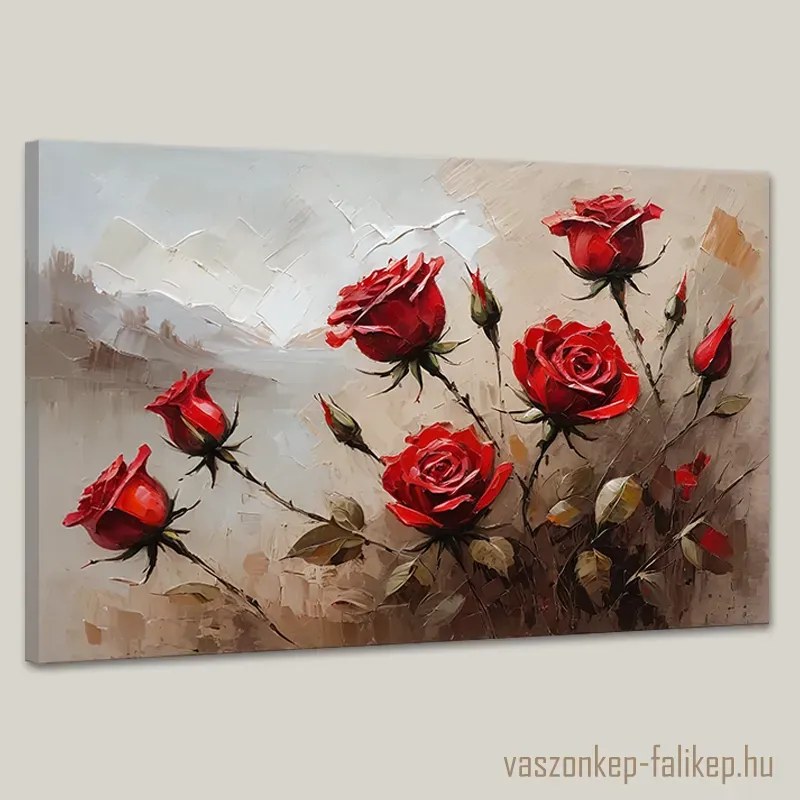 Vörös rózsák falikép – elegancia és romantika otthonra 60x40 cm