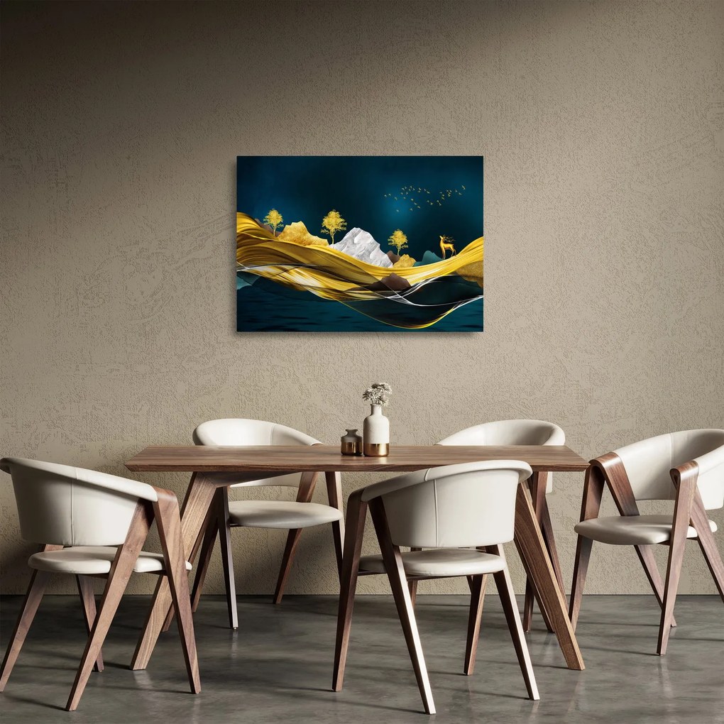 Kép - Szarvas a tájban (üvegen) (70x50 cm)