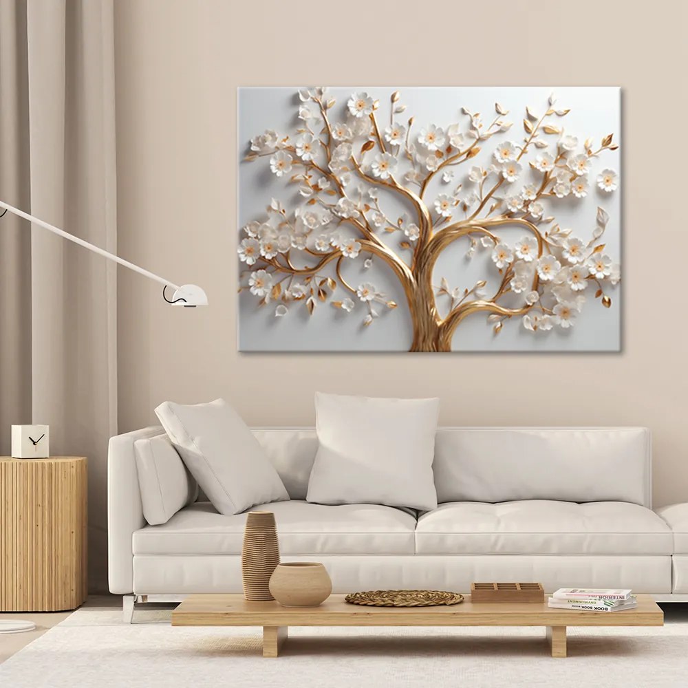 Gario Vászonkép Gyönyörû arany fa Méret: 100 x 70 cm