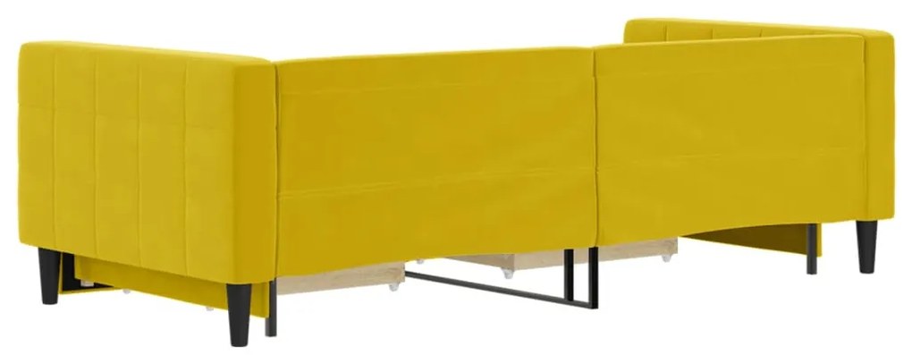 sárga kihúzható bársony heverő fiókkal 90 x 200 cm