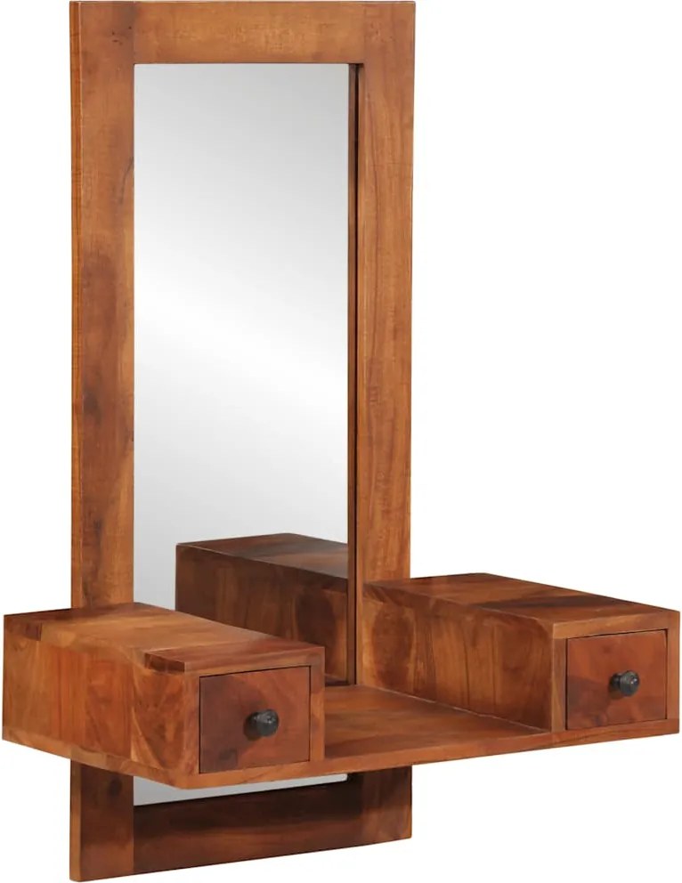 vidaXL fali tükör fiókokkal 60x33x90 cm tömör fa akácfa