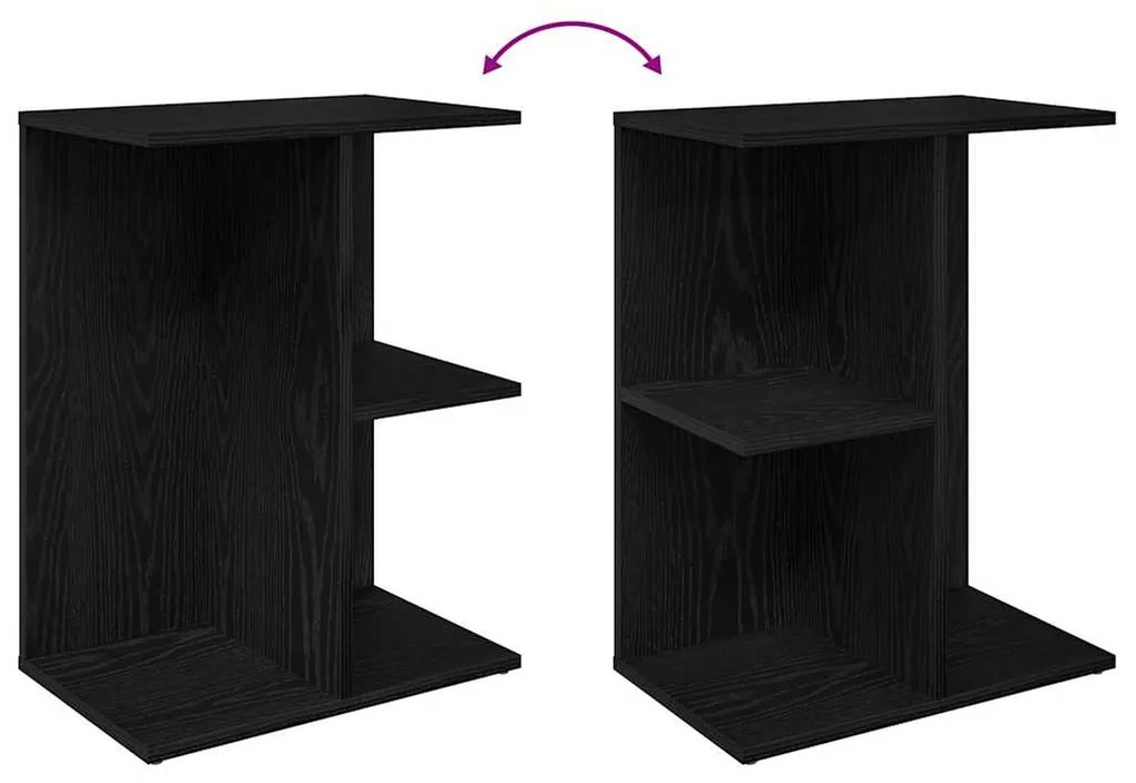 éjjeliszekrények 2 db fekete tölgy 46,5x29x61 cm gépelt fa